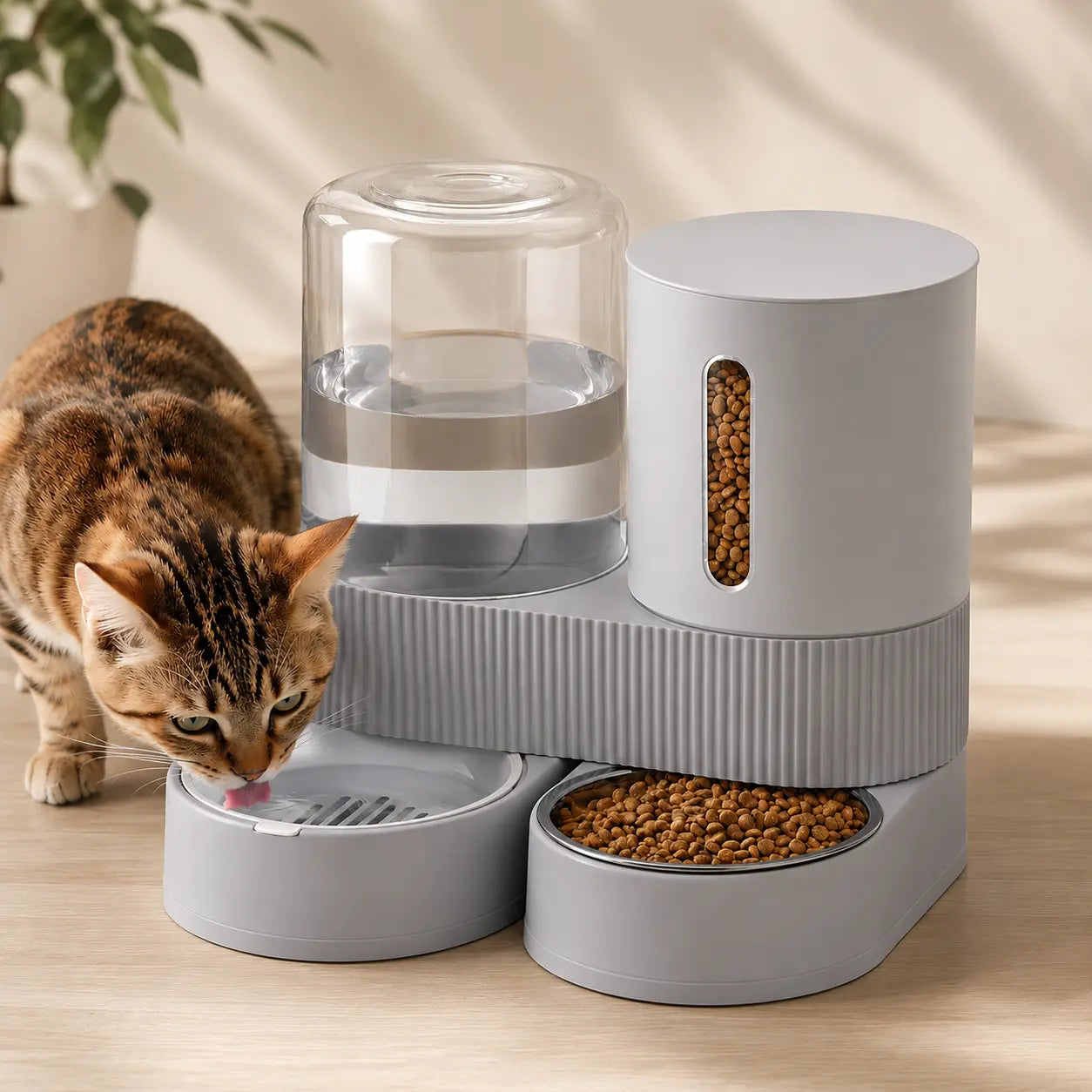 Kacoomi 2 Pack Gravity Pet Feeder and Water Dispenser Set for Cats and Small Dogs, Large Capacity with Stainless Steel Bowl