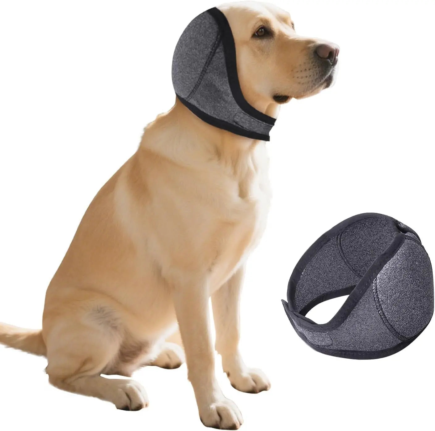 Dog Ears Cover, Dog Ear Muffs Noise Protection, Adjustable No Shake Ear Wrap Comfortable Quiet Dogs Calming Hood Blow,Doggy Head Warp Ear Protection for Hematoma Fireworks Bath Swim Blow