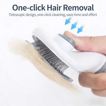 4PCS Pet Groomer Tools Shedding Grooming Kit - Self-Cleaning Slicker Brush, Dual-Sided Stainless Steel Dematting Comb, Tear Stain Comb, Fur Removal Tool for Long/Short Hair Dogs & Cats - Fur-Free Home Supplies