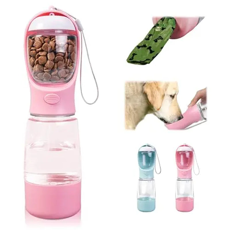 Dog Water Bottle with Food Container, Travelpuppy Water Bowl, Portable Pet Dispenser,Dog Stuff Accessories Items, Automaticfeeder Feeding, Puppy Essentials Necessitiesfor Yorkie Chihuahua Cat Walking and Hiking
