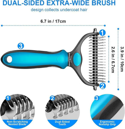 Universal Pet Detangling Comb for Dogs Grooming Tool Double-Sided Stainless Steel for Coat Care & Shedding Removal Easy to Use Essential Grooming Roller Hair Portable Outdoorfun Cat Groomer Tools Poodle Brush