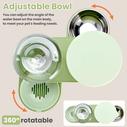 Kacoomi 2 Pack Gravity Pet Feeder and Water Dispenser Set for Cats and Small Dogs, Large Capacity with Stainless Steel Bowl