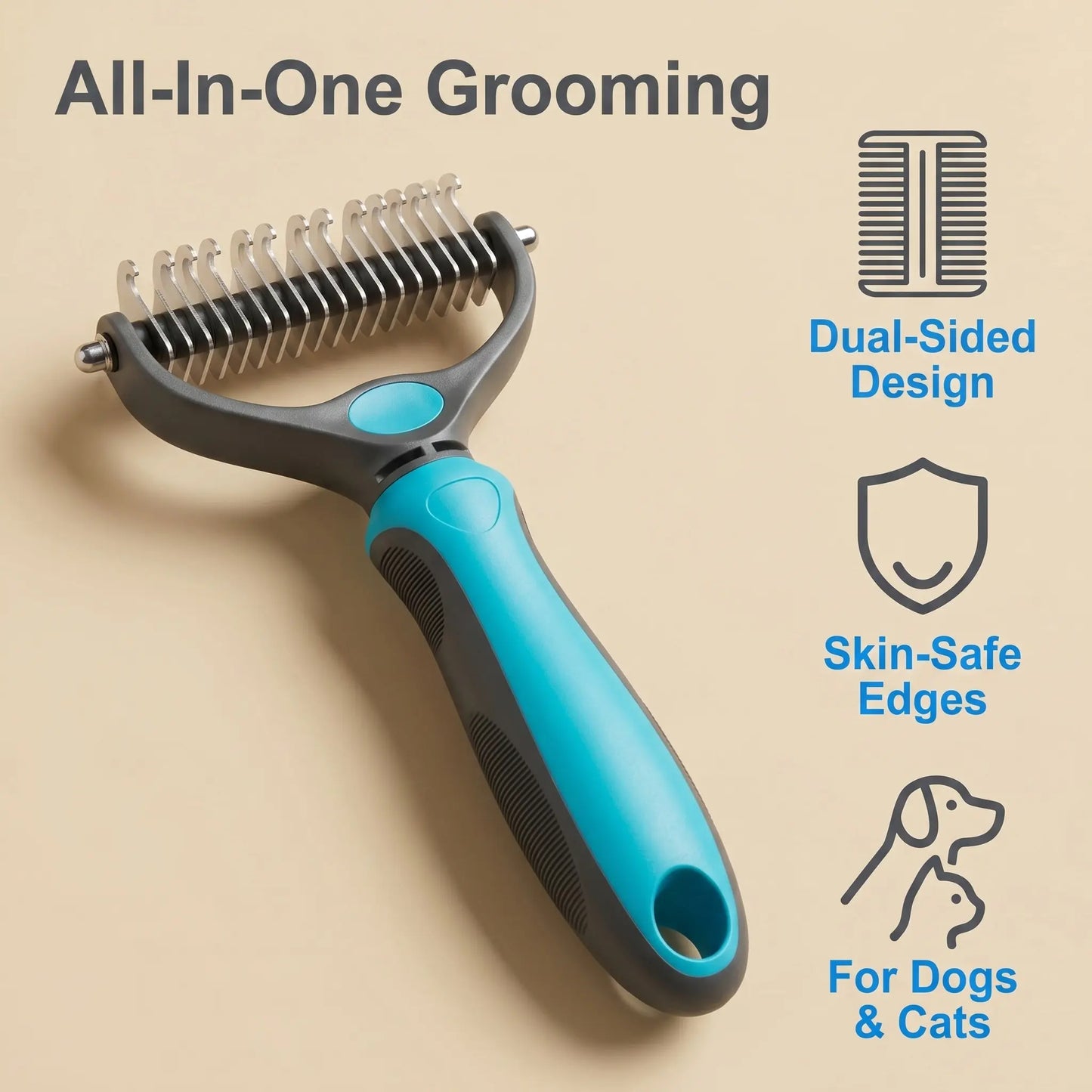 Universal Pet Detangling Comb for Dogs Grooming Tool Double-Sided Stainless Steel for Coat Care & Shedding Removal Easy to Use Essential Grooming Roller Hair Portable Outdoorfun Cat Groomer Tools Poodle Brush