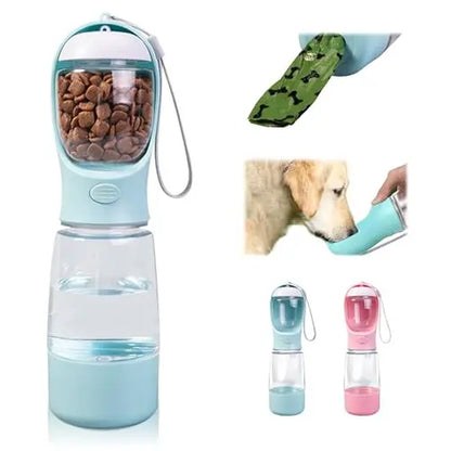 Dog Water Bottle with Food Container, Travelpuppy Water Bowl, Portable Pet Dispenser,Dog Stuff Accessories Items, Automaticfeeder Feeding, Puppy Essentials Necessitiesfor Yorkie Chihuahua Cat Walking and Hiking