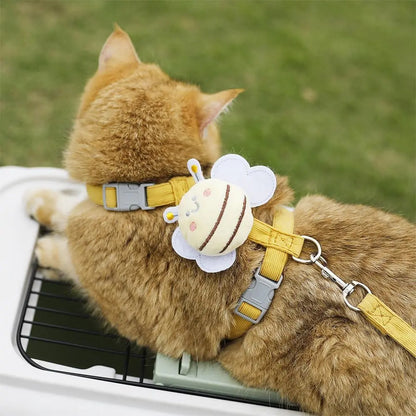 Ihubei Cute Cat Bee Harness & Leash Set - Escape Proof, Adorable, Soft Comfortable, Lightweight Pet Walking Harness- Sturdy Lock Anti-Breaking Not Strangling Stress Free for Safe Walks Collars for Small Medium Large Cats