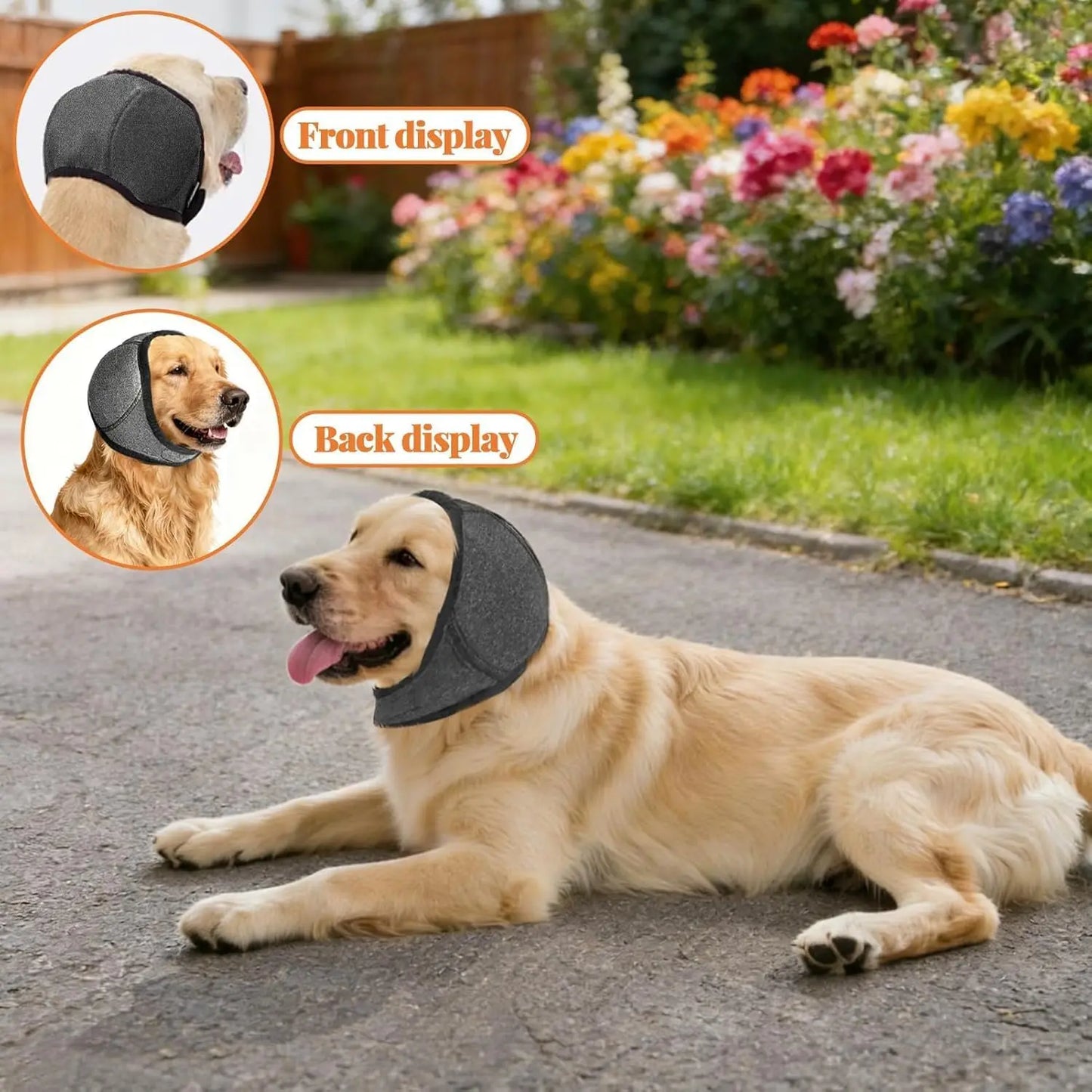 Dog Ears Cover, Dog Ear Muffs Noise Protection, Adjustable No Shake Ear Wrap Comfortable Quiet Dogs Calming Hood Blow,Doggy Head Warp Ear Protection for Hematoma Fireworks Bath Swim Blow
