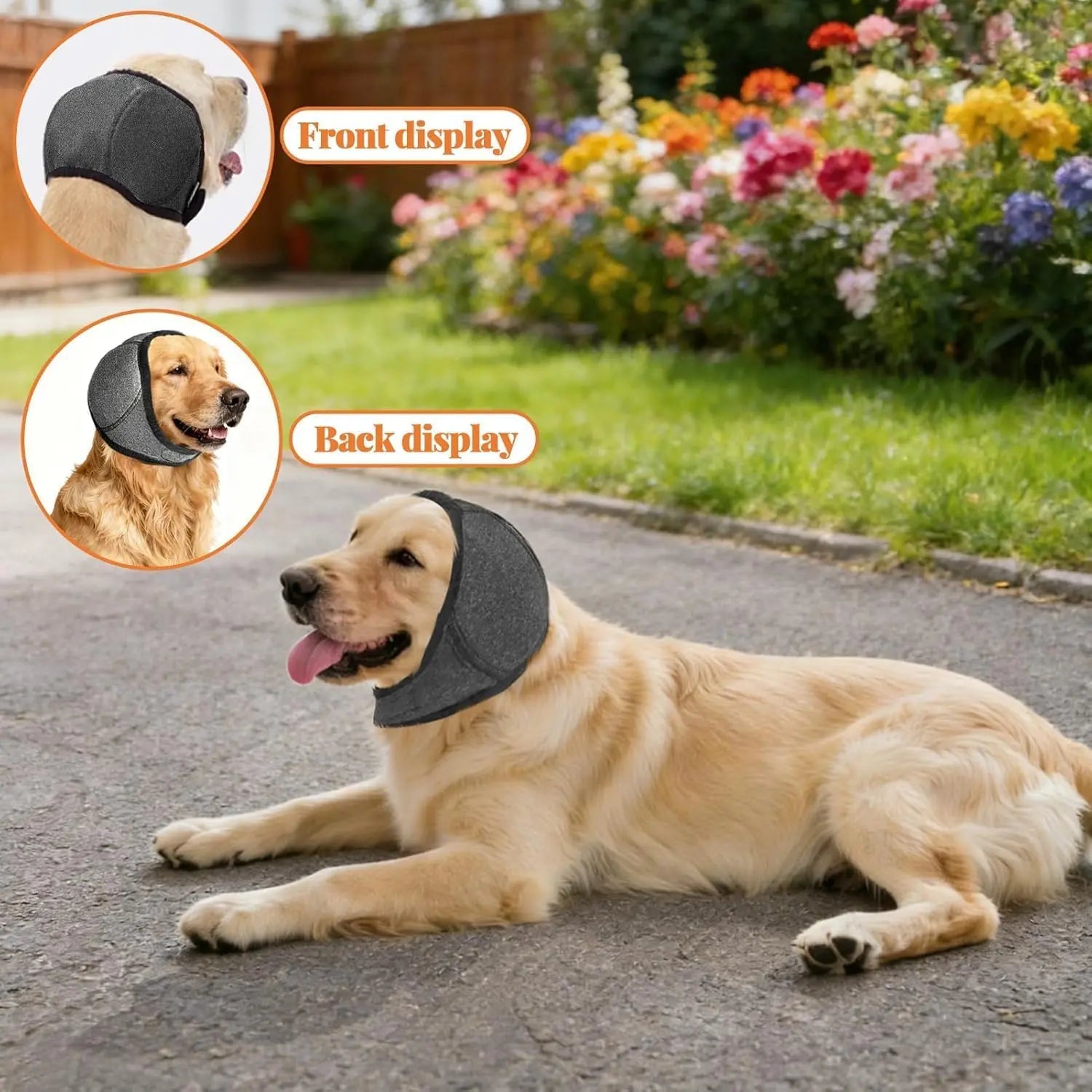 Dog Ears Cover, Dog Ear Muffs Noise Protection, Adjustable No Shake Ear Wrap Comfortable Quiet Dogs Calming Hood Blow,Doggy Head Warp Ear Protection for Hematoma Fireworks Bath Swim Blow