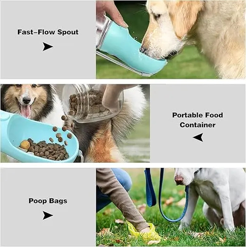 Dog Water Bottle with Food Container, Travelpuppy Water Bowl, Portable Pet Dispenser,Dog Stuff Accessories Items, Automaticfeeder Feeding, Puppy Essentials Necessitiesfor Yorkie Chihuahua Cat Walking and Hiking