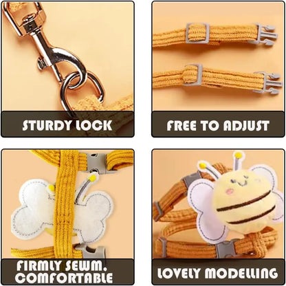 Ihubei Cute Cat Bee Harness & Leash Set - Escape Proof, Adorable, Soft Comfortable, Lightweight Pet Walking Harness- Sturdy Lock Anti-Breaking Not Strangling Stress Free for Safe Walks Collars for Small Medium Large Cats