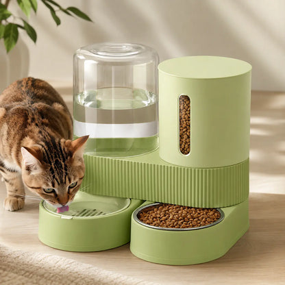 Kacoomi 2 Pack Gravity Pet Feeder and Water Dispenser Set for Cats and Small Dogs, Large Capacity with Stainless Steel Bowl