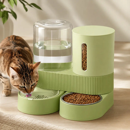 Kacoomi 2 Pack Gravity Pet Feeder and Water Dispenser Set for Cats and Small Dogs, Large Capacity with Stainless Steel Bowl