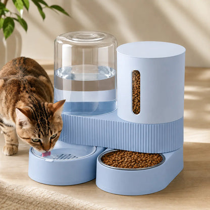 Kacoomi 2 Pack Gravity Pet Feeder and Water Dispenser Set for Cats and Small Dogs, Large Capacity with Stainless Steel Bowl