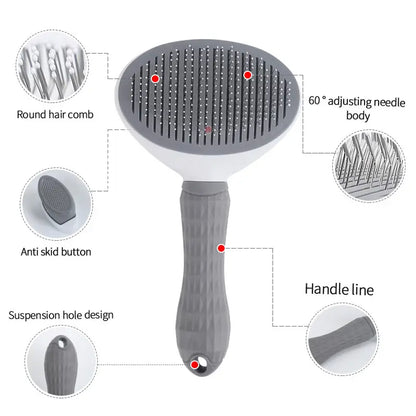 4PCS Pet Groomer Tools Shedding Grooming Kit - Self-Cleaning Slicker Brush, Dual-Sided Stainless Steel Dematting Comb, Tear Stain Comb, Fur Removal Tool for Long/Short Hair Dogs & Cats - Fur-Free Home Supplies