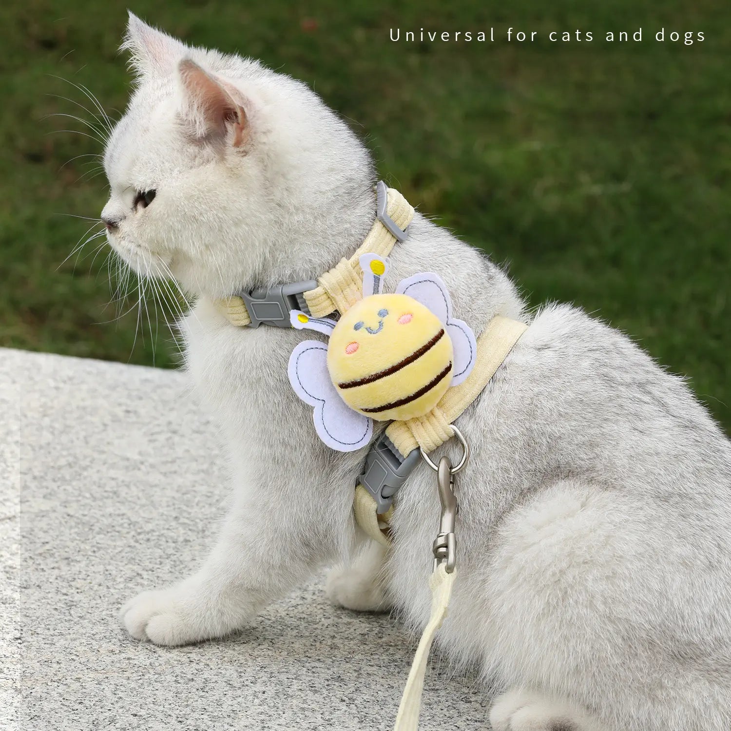 Ihubei Cute Cat Bee Harness & Leash Set - Escape Proof, Adorable, Soft Comfortable, Lightweight Pet Walking Harness- Sturdy Lock Anti-Breaking Not Strangling Stress Free for Safe Walks Collars for Small Medium Large Cats