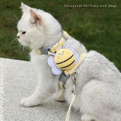 Ihubei Cute Cat Bee Harness & Leash Set - Escape Proof, Adorable, Soft Comfortable, Lightweight Pet Walking Harness- Sturdy Lock Anti-Breaking Not Strangling Stress Free for Safe Walks Collars for Small Medium Large Cats
