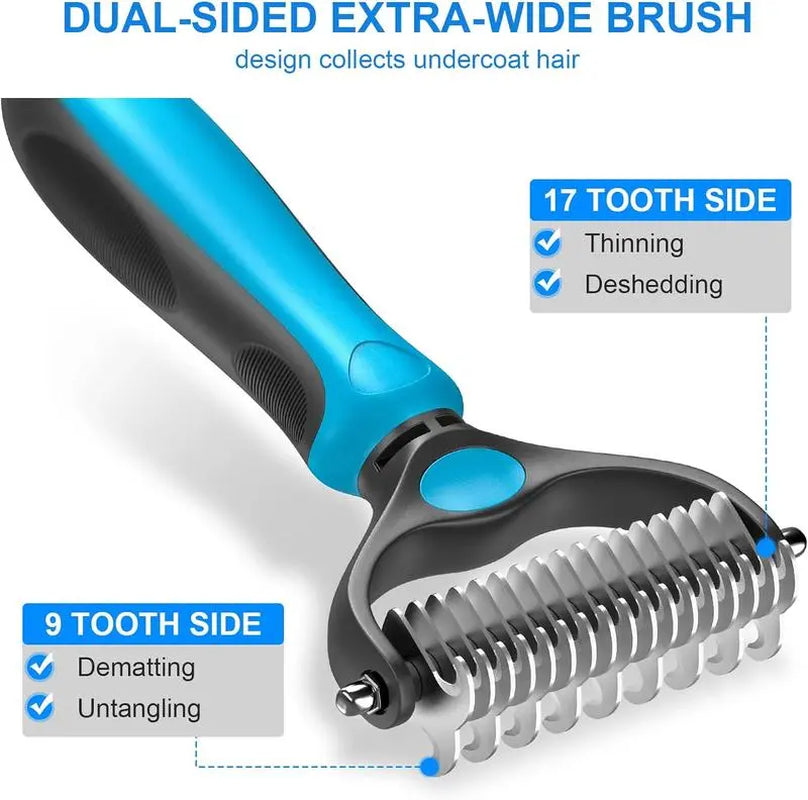 Universal Pet Detangling Comb for Dogs Grooming Tool Double-Sided Stainless Steel for Coat Care & Shedding Removal Easy to Use Essential Grooming Roller Hair Portable Outdoorfun Cat Groomer Tools Poodle Brush