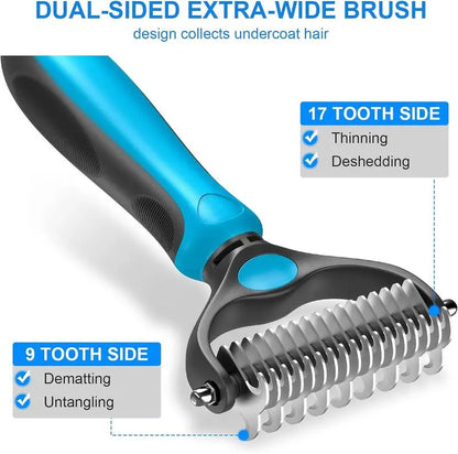 Universal Pet Detangling Comb for Dogs Grooming Tool Double-Sided Stainless Steel for Coat Care & Shedding Removal Easy to Use Essential Grooming Roller Hair Portable Outdoorfun Cat Groomer Tools Poodle Brush