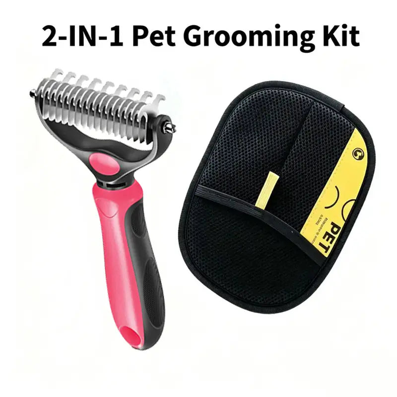 Universal Pet Detangling Comb for Dogs Grooming Tool Double-Sided Stainless Steel for Coat Care & Shedding Removal Easy to Use Essential Grooming Roller Hair Portable Outdoorfun Cat Groomer Tools Poodle Brush
