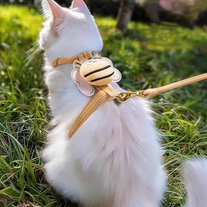 Ihubei Cute Cat Bee Harness & Leash Set - Escape Proof, Adorable, Soft Comfortable, Lightweight Pet Walking Harness- Sturdy Lock Anti-Breaking Not Strangling Stress Free for Safe Walks Collars for Small Medium Large Cats
