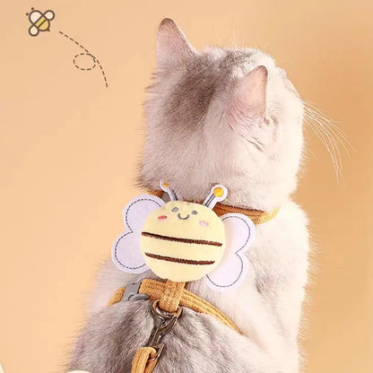 Ihubei Cute Cat Bee Harness & Leash Set - Escape Proof, Adorable, Soft Comfortable, Lightweight Pet Walking Harness- Sturdy Lock Anti-Breaking Not Strangling Stress Free for Safe Walks Collars for Small Medium Large Cats