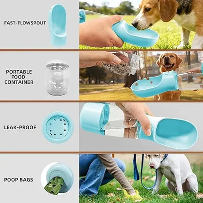 Dog Water Bottle with Food Container, Travelpuppy Water Bowl, Portable Pet Dispenser,Dog Stuff Accessories Items, Automaticfeeder Feeding, Puppy Essentials Necessitiesfor Yorkie Chihuahua Cat Walking and Hiking